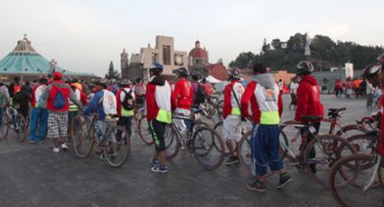 Peregrinación ciclista se dirigen a la Basílica de Guadalupe