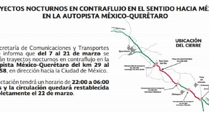 Autopista México-Querétaro con trayectos nocturos a contra flujo: SCT