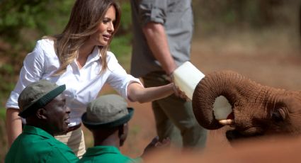 Melania Trump se divierte con elefantes en Kenia (VIDEO)