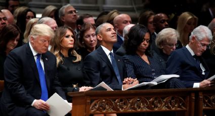 Trump no saluda a Hillary Clinton durante funeral de Bush (VIDEO)