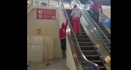 Esquiador suizo muestra una nueva forma de subir las escaleras eléctricas (VIDEO) 
