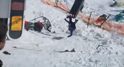Esquiadores salen volando por falla en teleférico en Georgia (VIDEO)