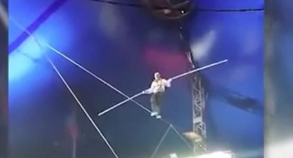 Acróbata cae de la cuerda floja durante función de circo (VIDEO)