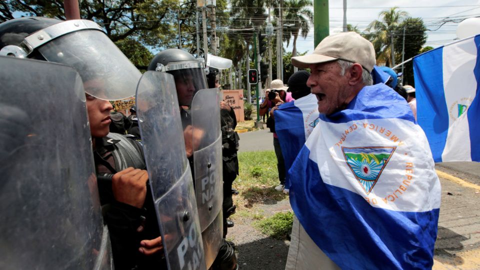 Protesta contra el gobierno del presidente Daniel Ortega en Managua, Nicaragua