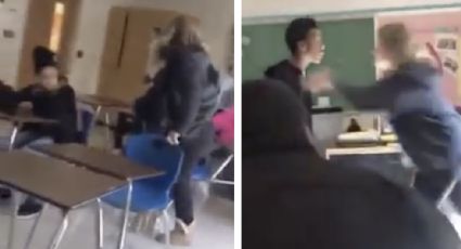 Maestra y alumno se pelean a golpes en plena clase (VIDEO)
