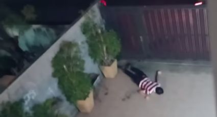 Ladrón intenta entrar a casa y cae al suelo boca abajo (VIDEO)