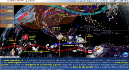 Probabilidad de lluvias sobre el occidente y sur de México