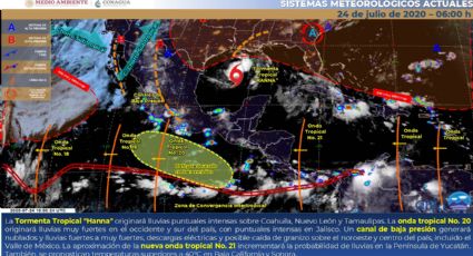 Onda tropical 20 originará lluvias muy fuertes en occidente y sur de México