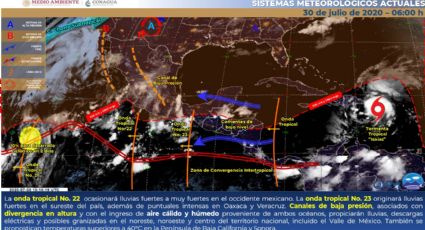 Onda tropical No. 22 provocará fuertes lluvias en el occidente mexicano