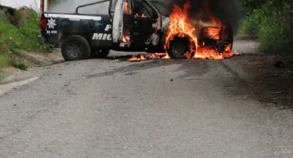 Aspirantes a normalistas queman patrulla en Arteaga