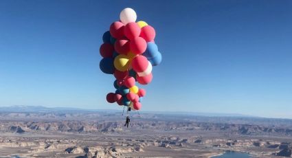 ¡Al estilo UP! David Blaine realiza asombroso vuelo con globos de helio