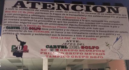 Narcotráfico: Detienen a cuatro por colocar mantas del Cártel del Golfo en Tamaulipas