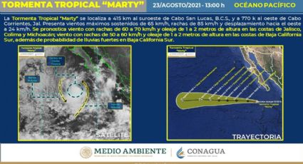 Tormenta tropical 'Marty' se aleja de costas mexicanas