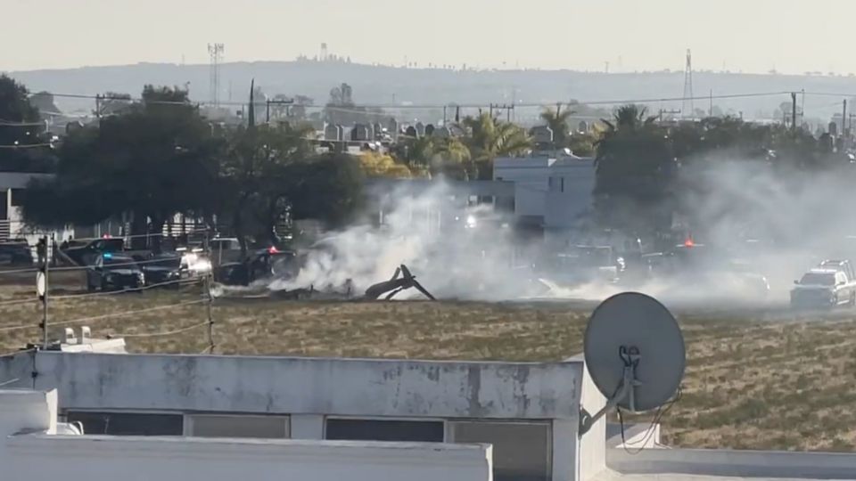 Cae helicóptero de Secretaría de Seguridad en Aguascalientes.