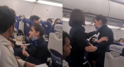 Azafata pelea con pasajero en pleno vuelo; le grita 'no soy tu sirvienta' | VIDEO