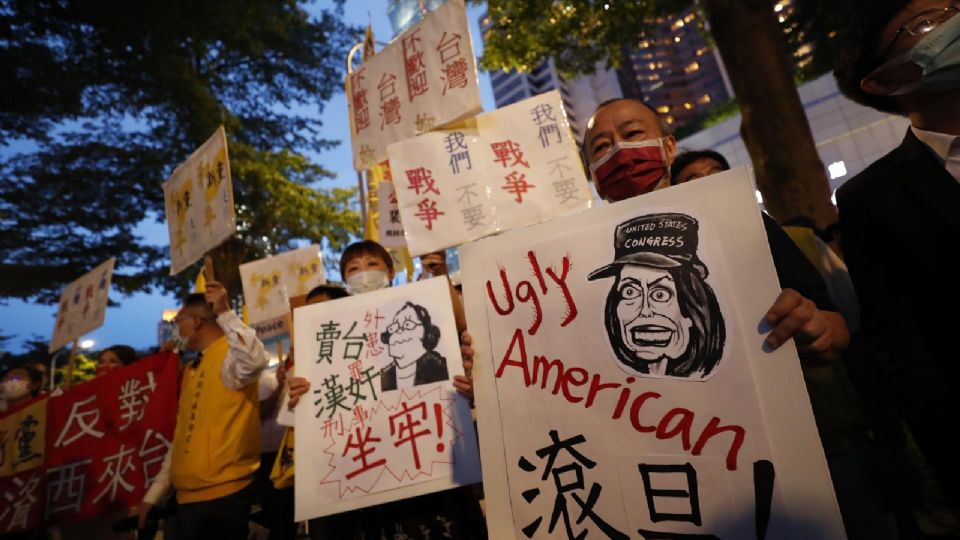 Protestan en Taiwán por la visita de Nancy Pelosi