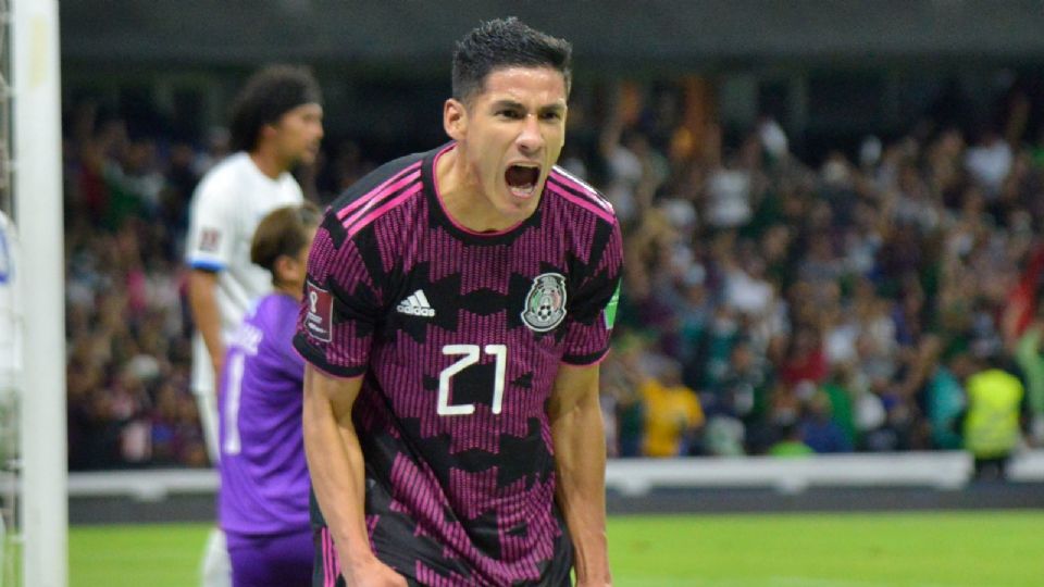 Uriel Antuna, delantero de la Selección Mexicana, celebra su anotación frente a la Selección de El Salvador, en partido correspondiente a las eliminatorias rumbo a la Copa del Mundo Qatar 2022.