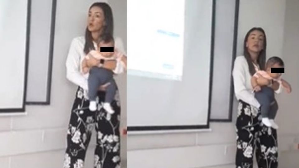 Profesora en Colombia desata opiniones por cargar a bebé de alumna en clase.
