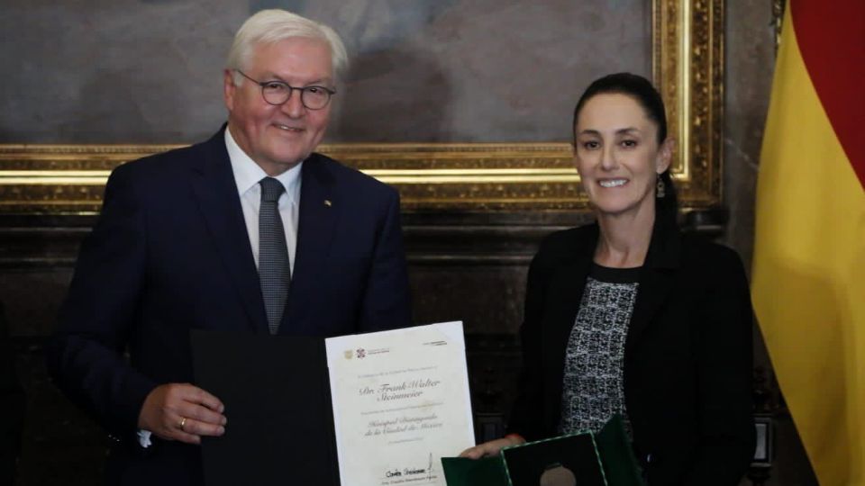 El presidente de Alemania y Claudia Sheinbaum, jefa de Gobierno.