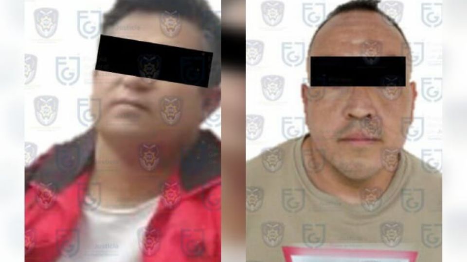 Horacio 'N' y Miguel 'N', individuos detenidos por la FGJCDMX, PDI, y FGJEM.