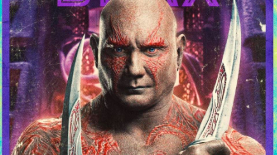 Dave Bautista en su personaje de Drax en Guardianes de la Galaxia. 
