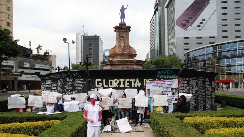 Protesta en ex Glorieta de Cristóbal Colón.