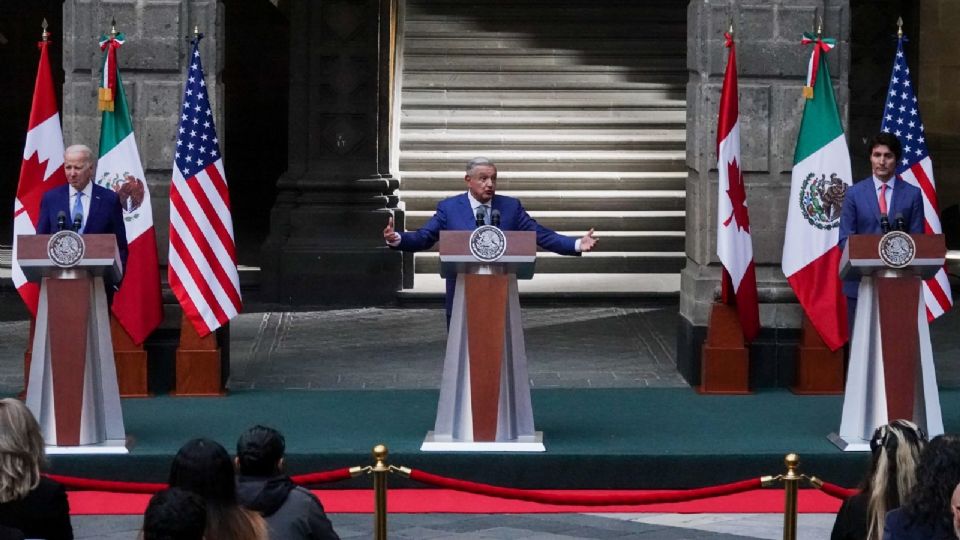 Presidentes de Estados Unidos, México y Canadá durante la Cumbre de Líderes.