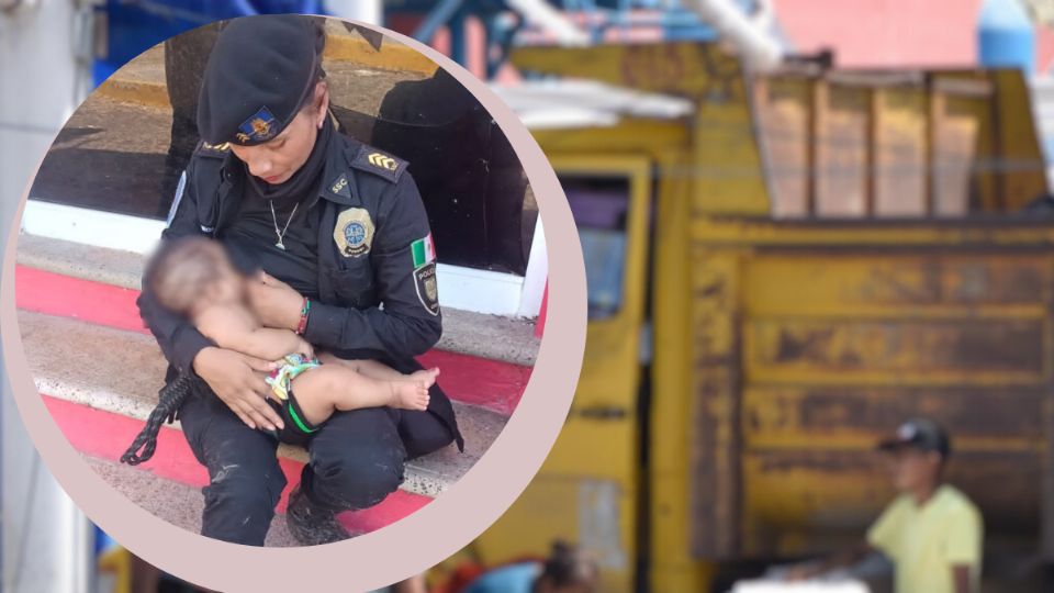 Tras varios días de no recibir alimento, bebé es dotado de leche materna de una oficial de policía.
