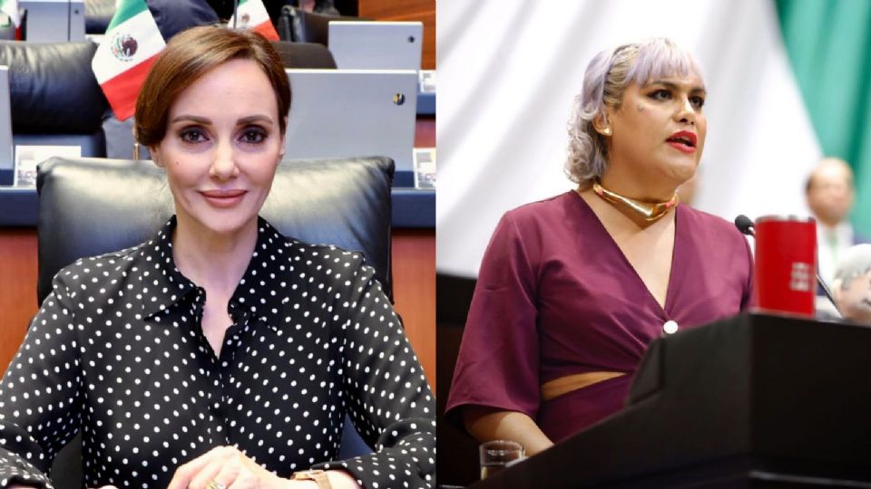 Lilly Téllez, senadora por el PAN; María Clemente, diputada por Morena.