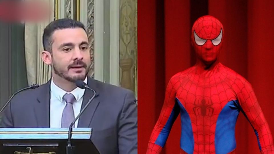 Diputado Antonio López y Spiderman.