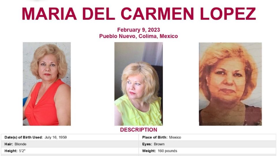 El FBI reportó el secuestro de una mujer estadounidense en Colima.