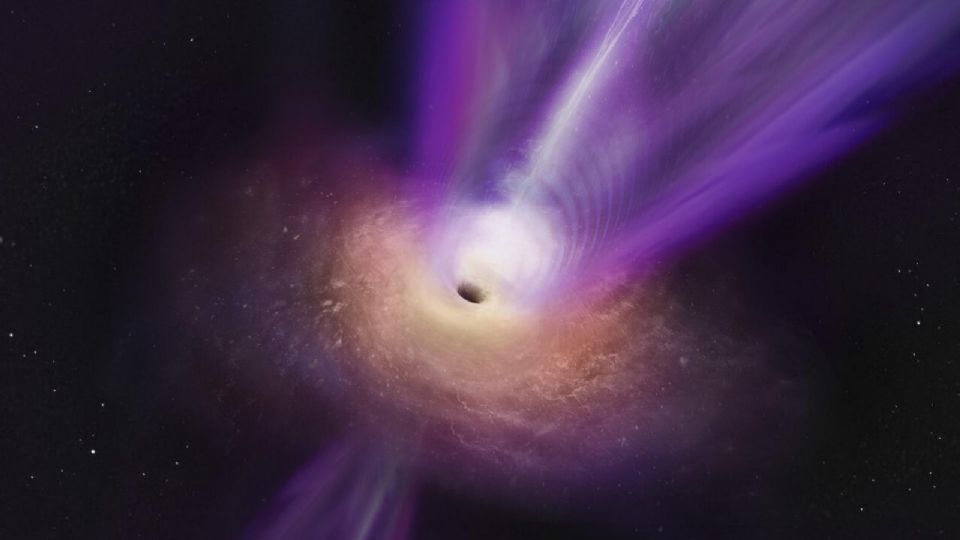 Se captó la primera imagen de un agujero negro expulsando chorro de materia.