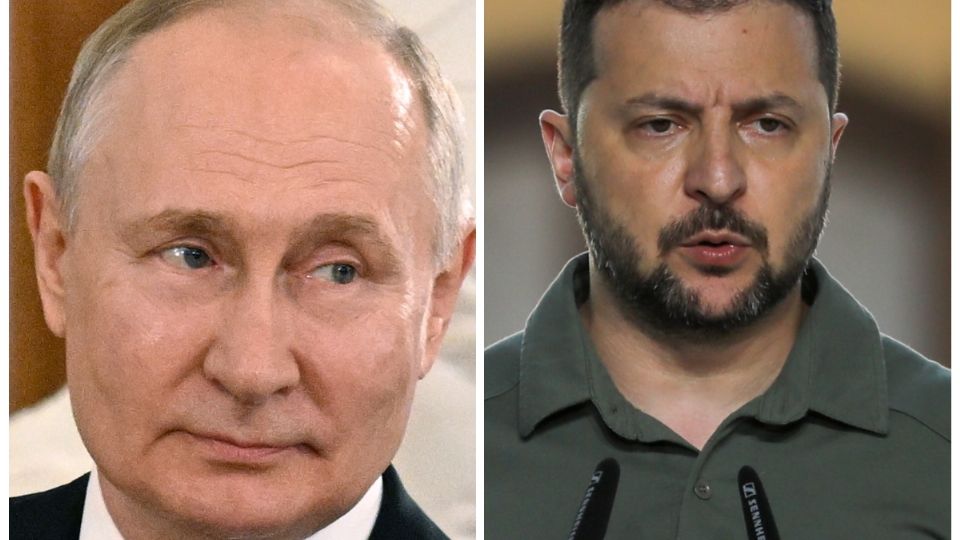 El presidente de Rusia, Vladímir Putin y su homólogo ucraniano, Voldímir Zelenski.