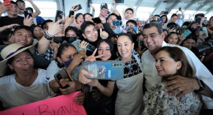 Claudia Sheinbaum se reúne con estudiantes y empresarios en su gira por Puebla