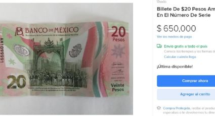 Este billete de 20 pesos con la palabra AMLO se vende en más de 500 mil pesos