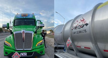 FGR asegura tráiler con 64 mil litros de hidrocarburo en Galeana, NL