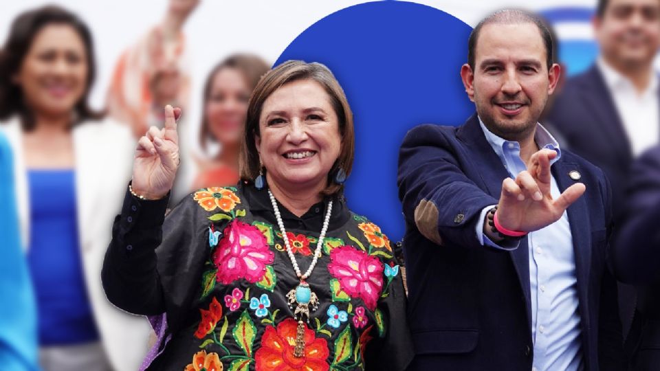 Xóchitl Gálveza, aspirante a la candidatura presidencial, y Marko Cortés, dirigente nacional del PAN.