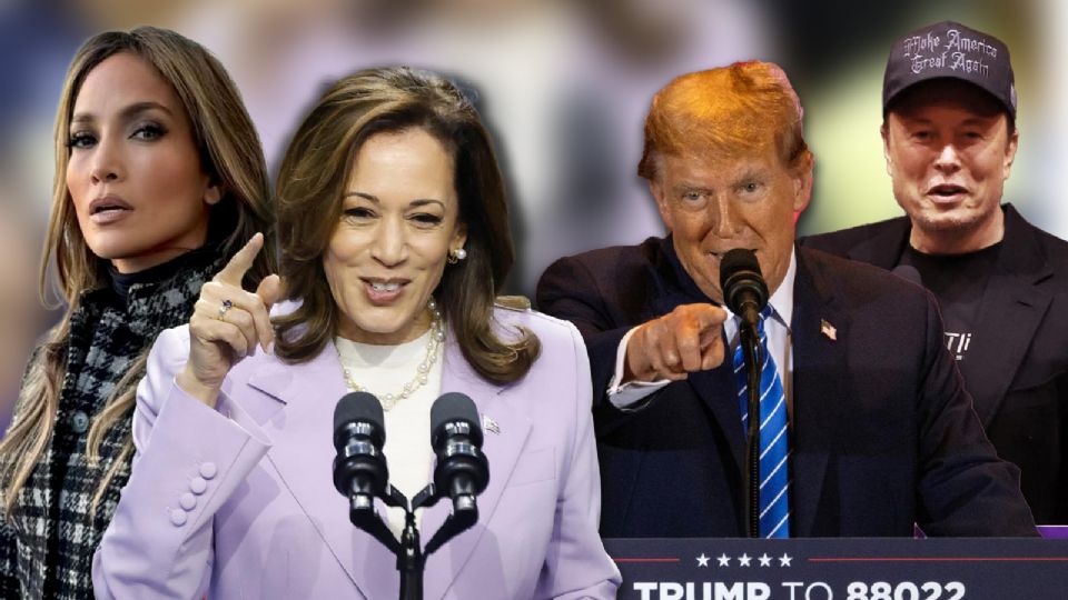 Kamala Harris y Donald Trump recurren a celebridades para ganar las elecciones EU 2024.