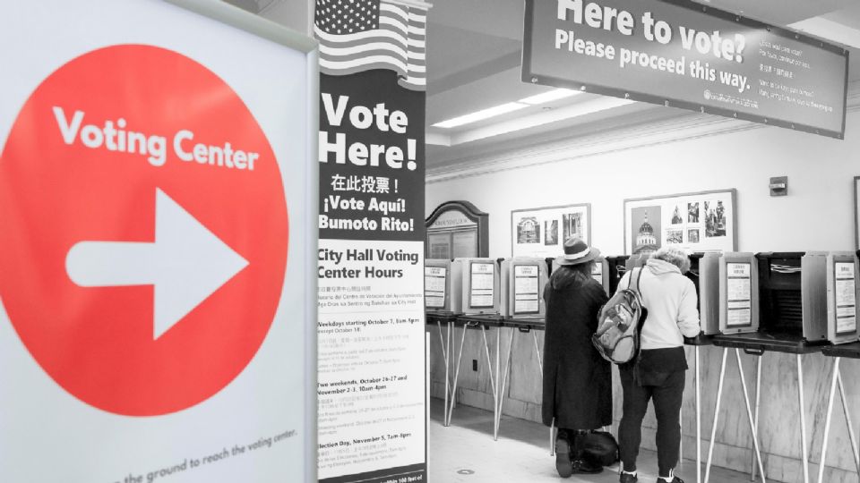 Centro de votación en EU.