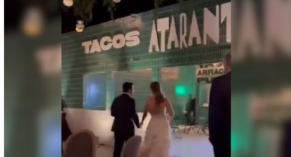 Novios en Monterrey ponen una taquería completa durante su boda
