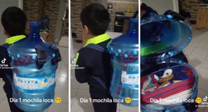 Mamá regia se hace viral con mochila loca hecha con garrafón