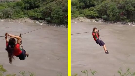 Estudiantes en Colombia deben atravesar el río Chicamocha en tirolesa para poder llegar a la escuela