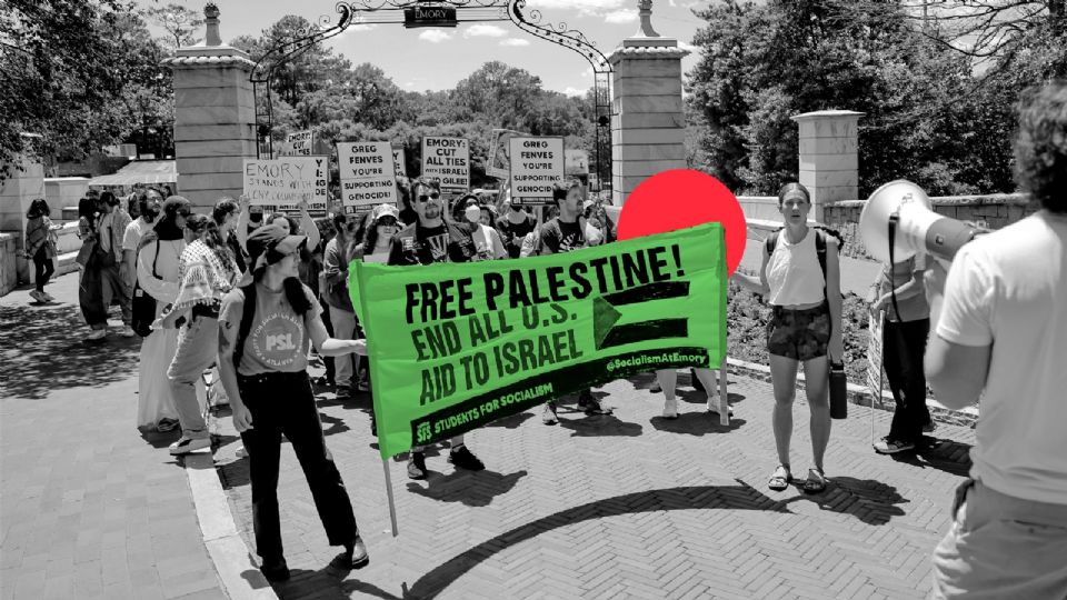 Estudiantes alzan las voz tras apoyo de EU en guerra Israel y Palestina.