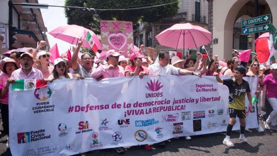 Ciudadanos participaron en la marcha 'Defendamos la democracia' o 'Marea Rosa'.