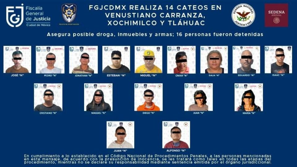 Los trabajos anticrimen en tres alcaldías arrojaron la detención de 16 personas ligadas con la venta de droga. 
