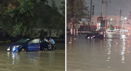 Policías de Monterrey brindan apoyo a familia varada por inundaciones