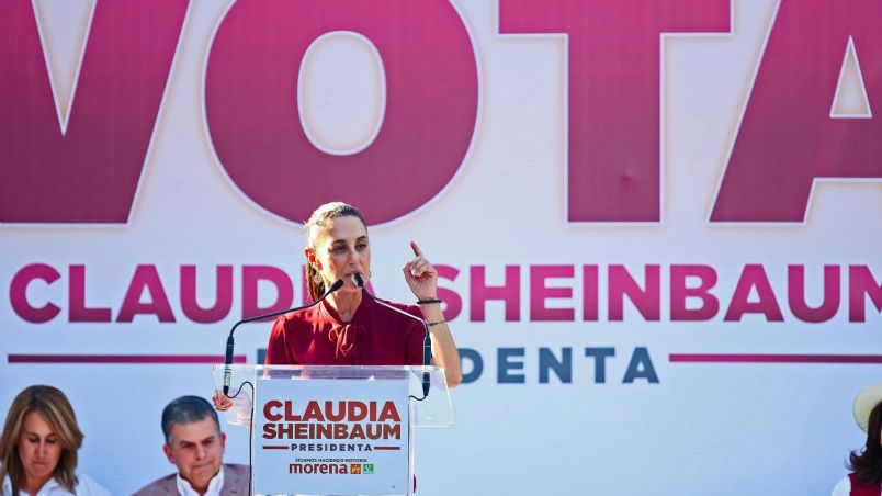Claudia Sheinbaum, participa en un acto político en el municipio de San Francisco del Rincón.