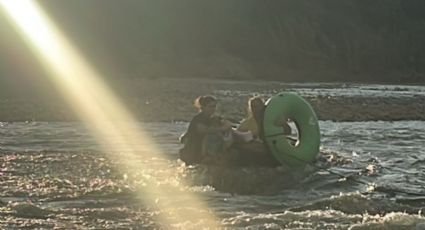 Familia es rescatada en el río San Juan en Cadereyta