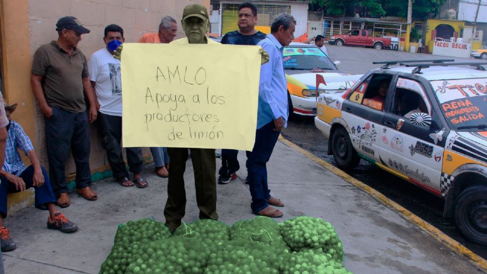 Productores de limón protestan por inseguridad y cobro de piso.