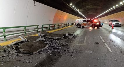 Por caída de concreto cierran túnel de la Loma Larga